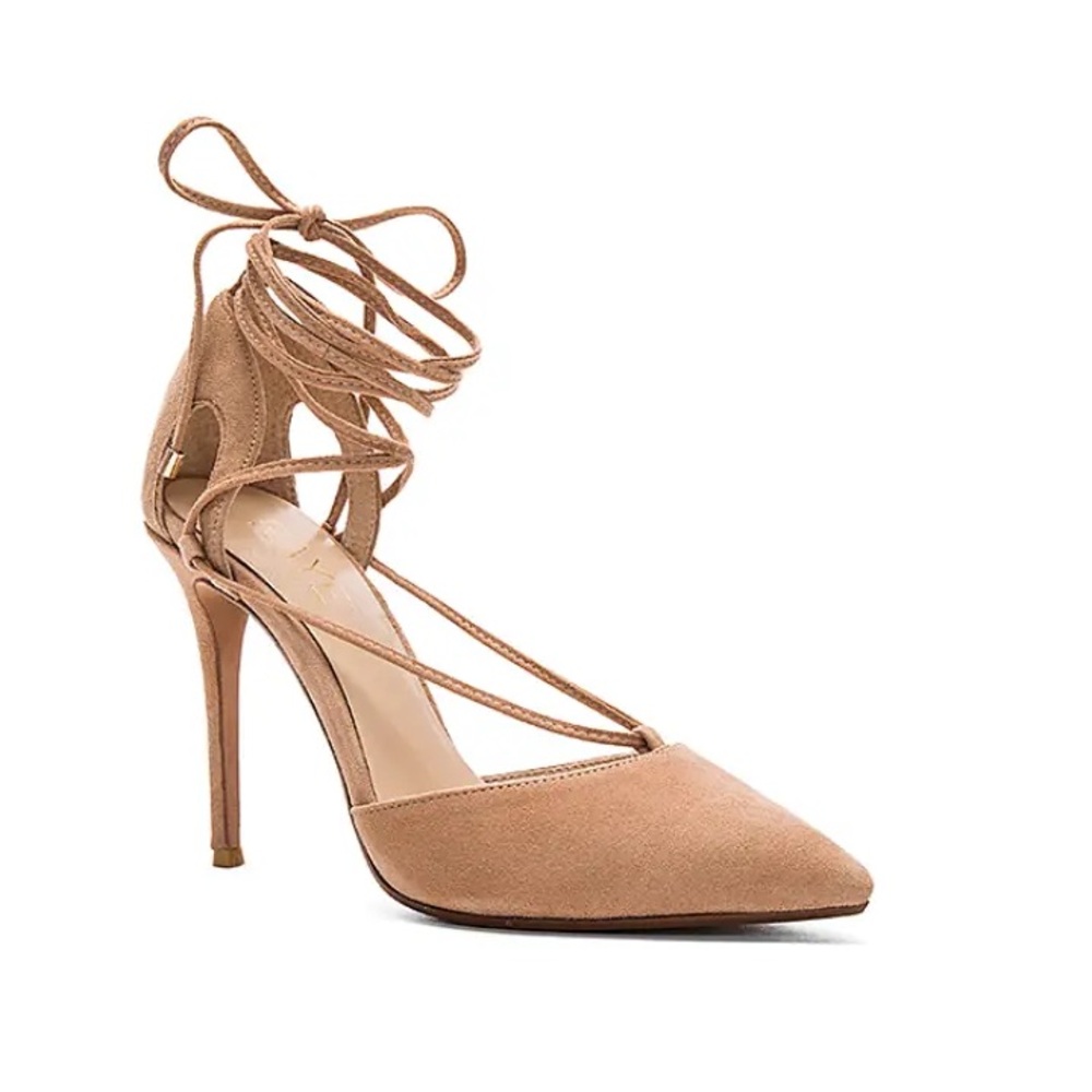 RAYE Tan Lace-Up Heels
